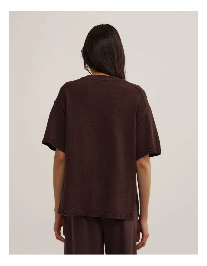 Relaxed Knit T-shirt in Espresso image 5