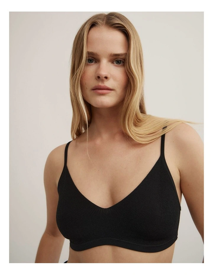 Knit Bralette in Black image 3