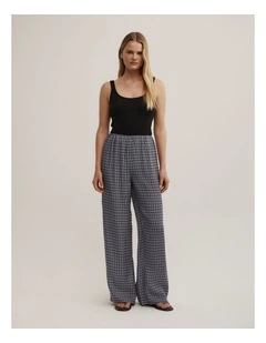 Pull On Cupro Pant in Navy Geo Tile