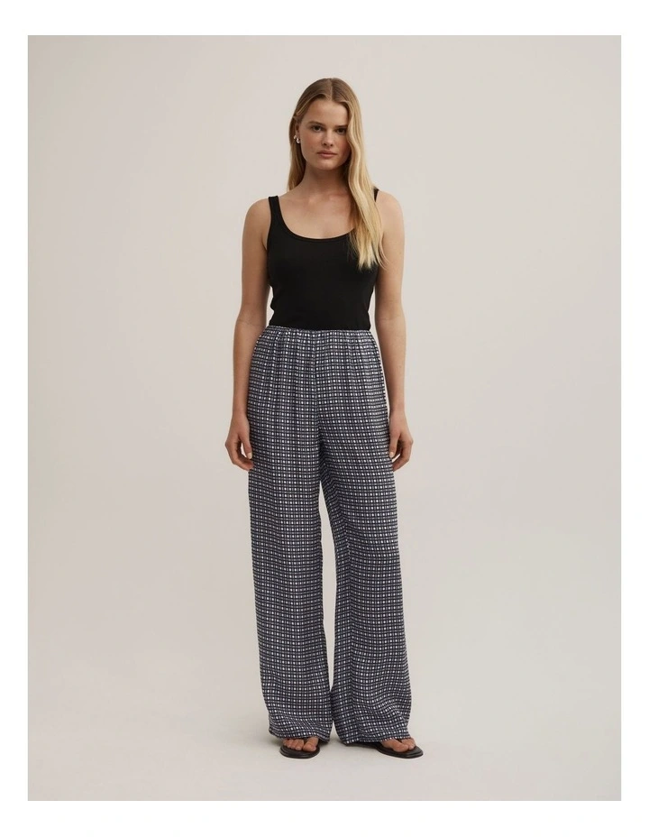 Pull On Cupro Pant in Navy Geo Tile image 1