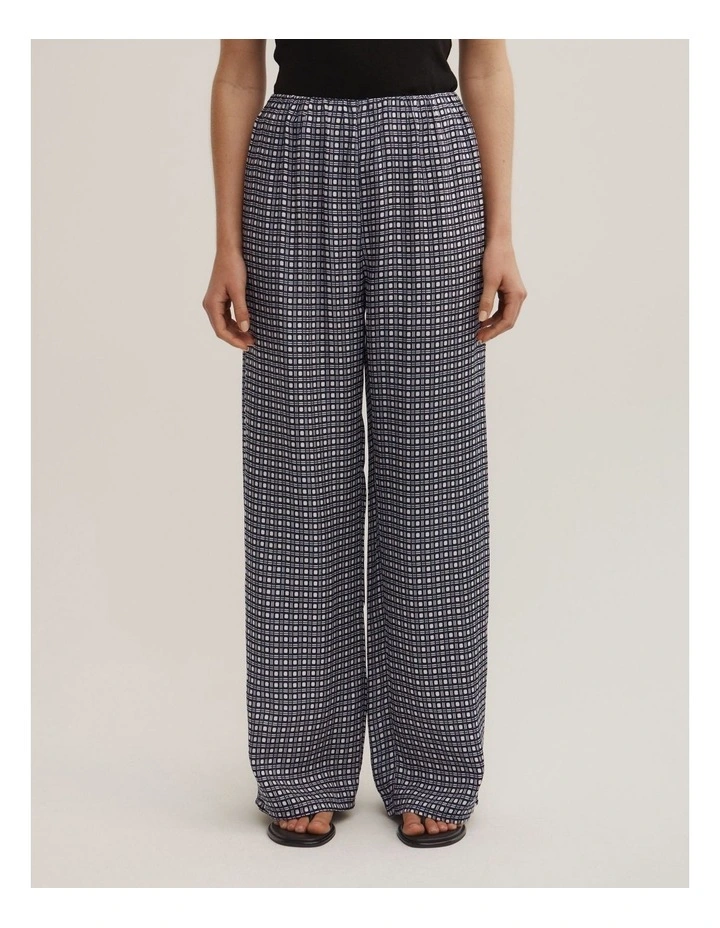 Pull On Cupro Pant in Navy Geo Tile image 2