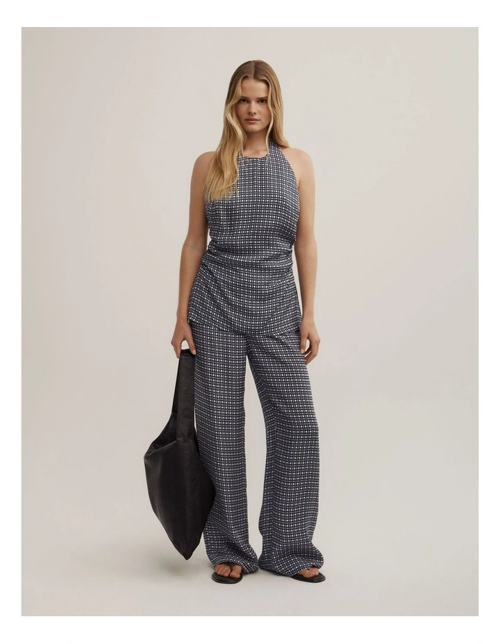Pull On Cupro Pant in Navy Geo Tile image 3