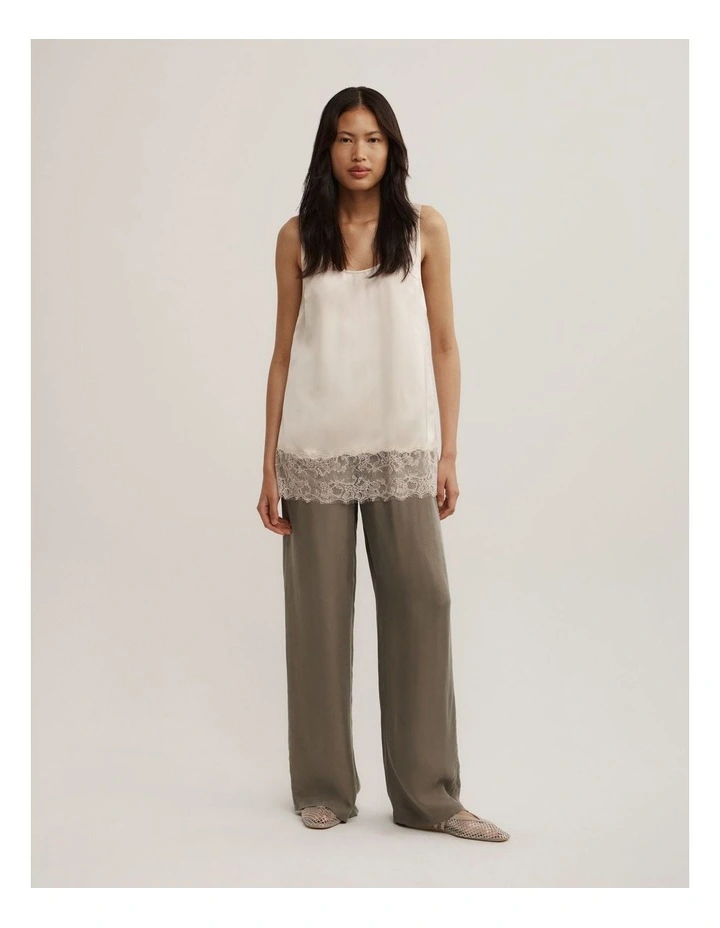 Pull On Cupro Pant in Khaki image 1