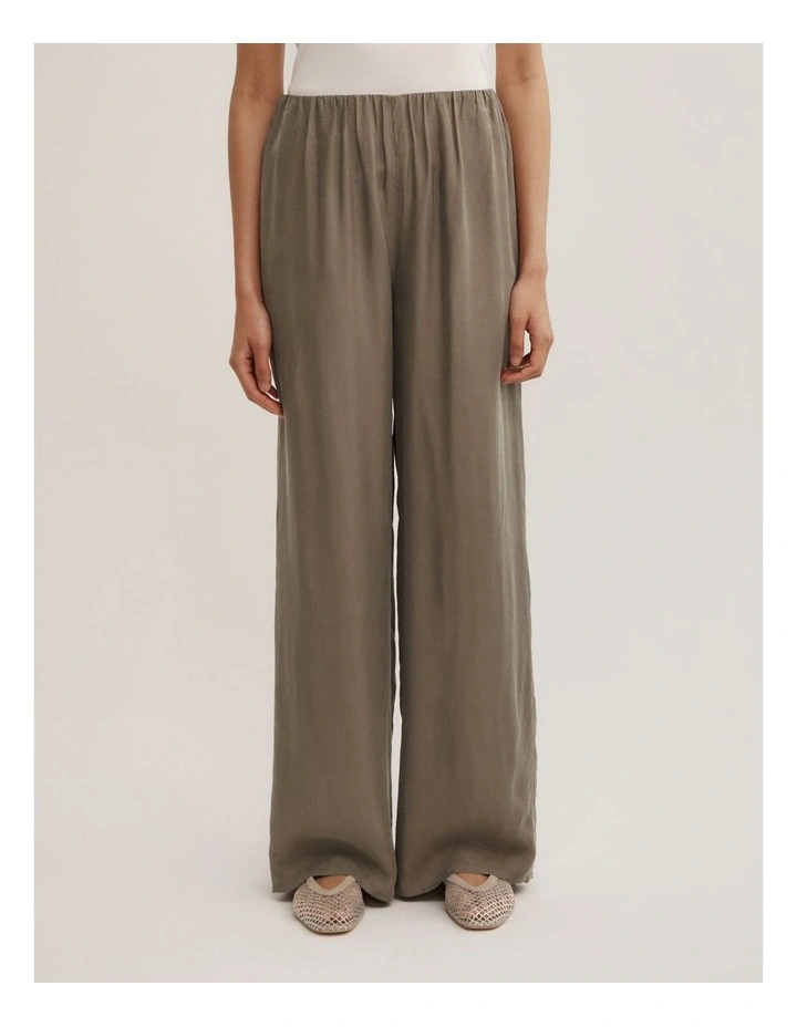 Pull On Cupro Pant in Khaki image 2