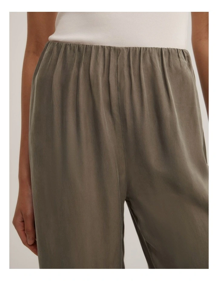 Pull On Cupro Pant in Khaki image 3