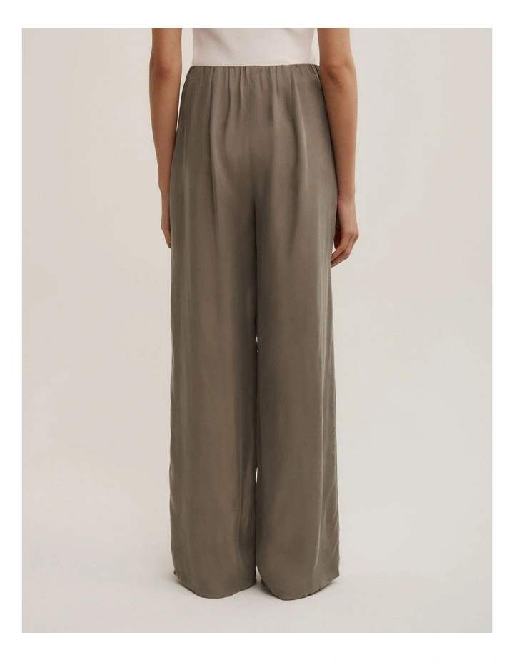 Pull On Cupro Pant in Khaki image 4