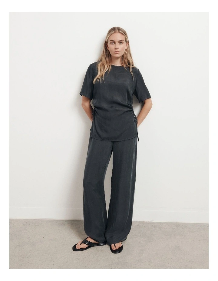Pull On Cupro Pant in Washed Black image 5