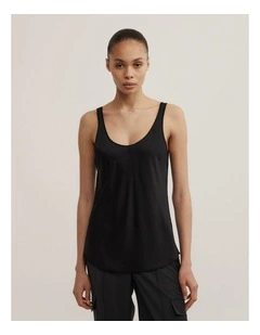 Satin Tank Top in Black