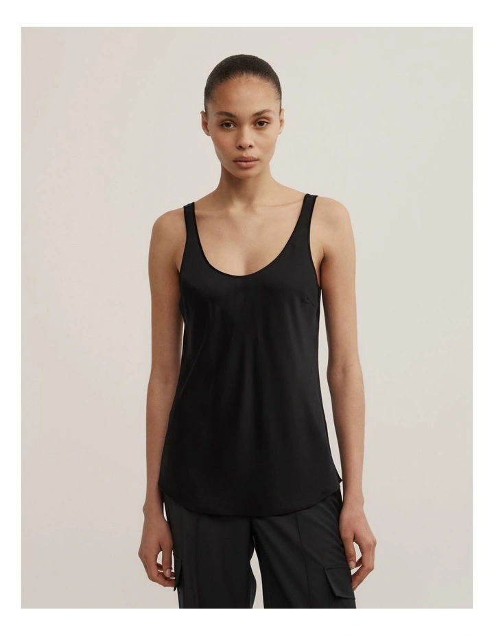 Satin Tank Top in Black image 1