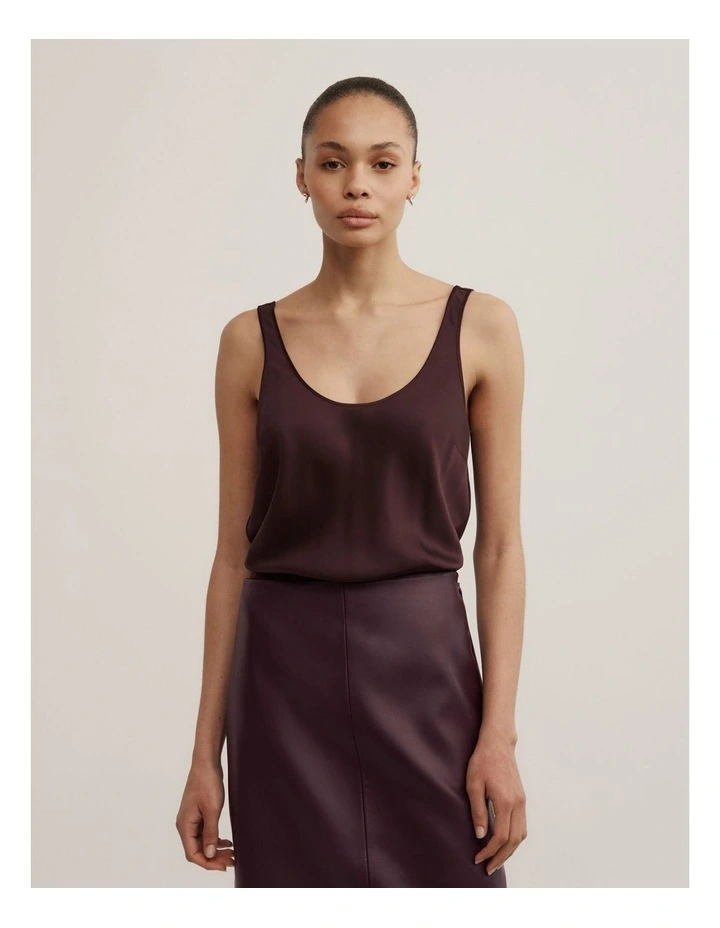 Satin Tank Top in Espresso image 1