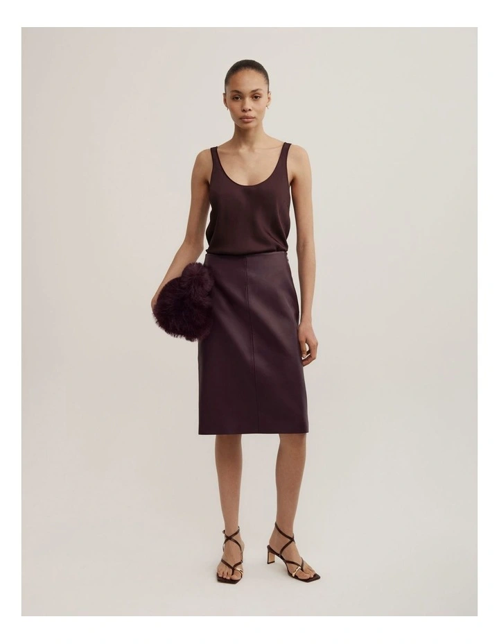 Satin Tank Top in Espresso image 2
