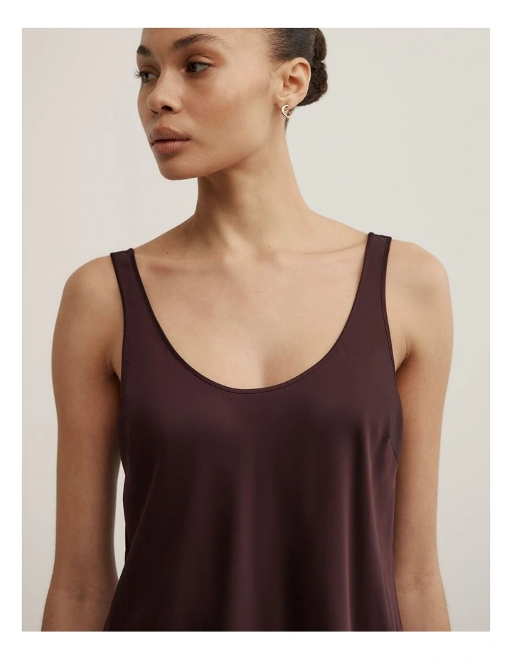 Satin Tank Top in Espresso image 3