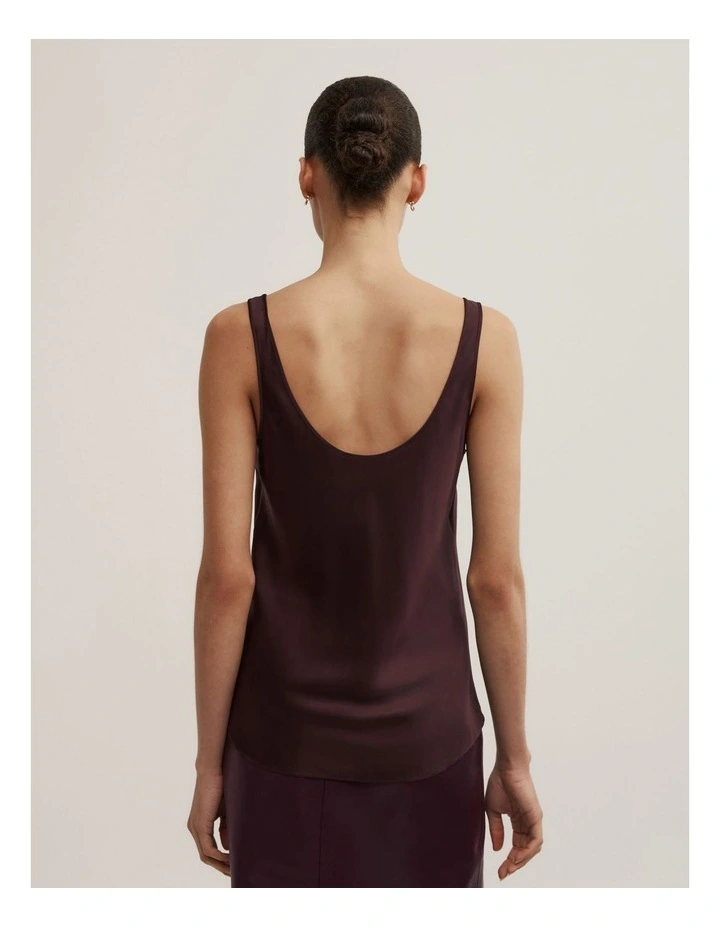 Satin Tank Top in Espresso image 4