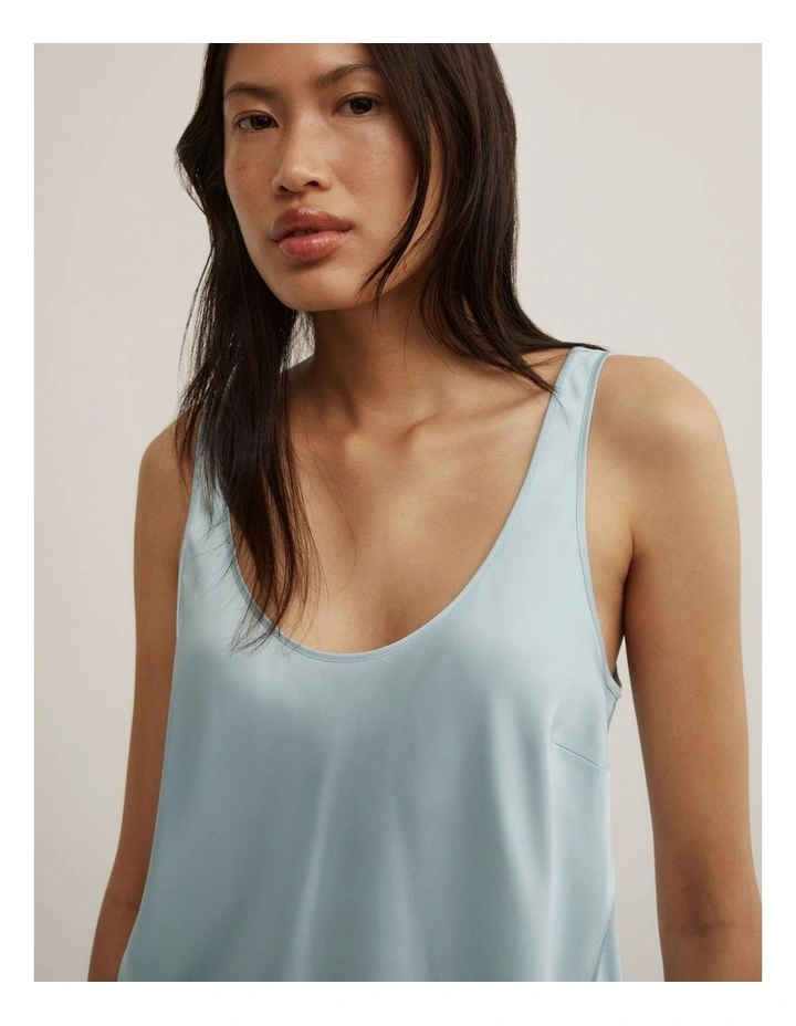 Satin Tank Top in Seafoam image 3