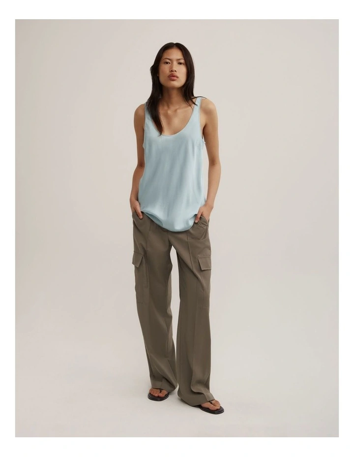 Satin Tank Top in Seafoam image 4