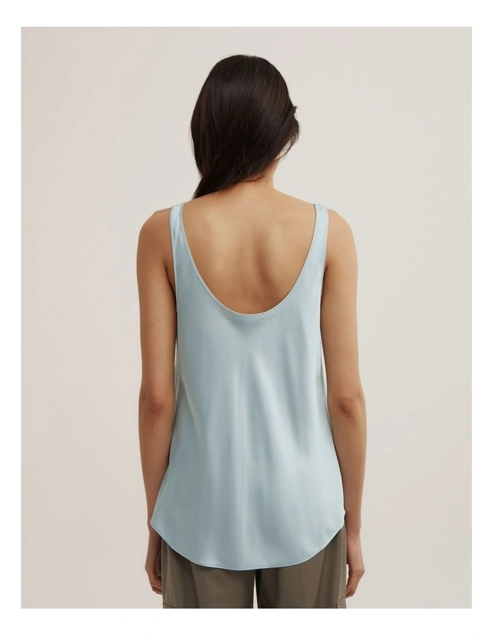 Satin Tank Top in Seafoam image 5
