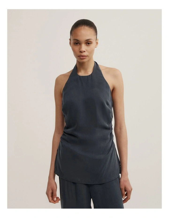 Halter Detail Top in Washed Black image 1