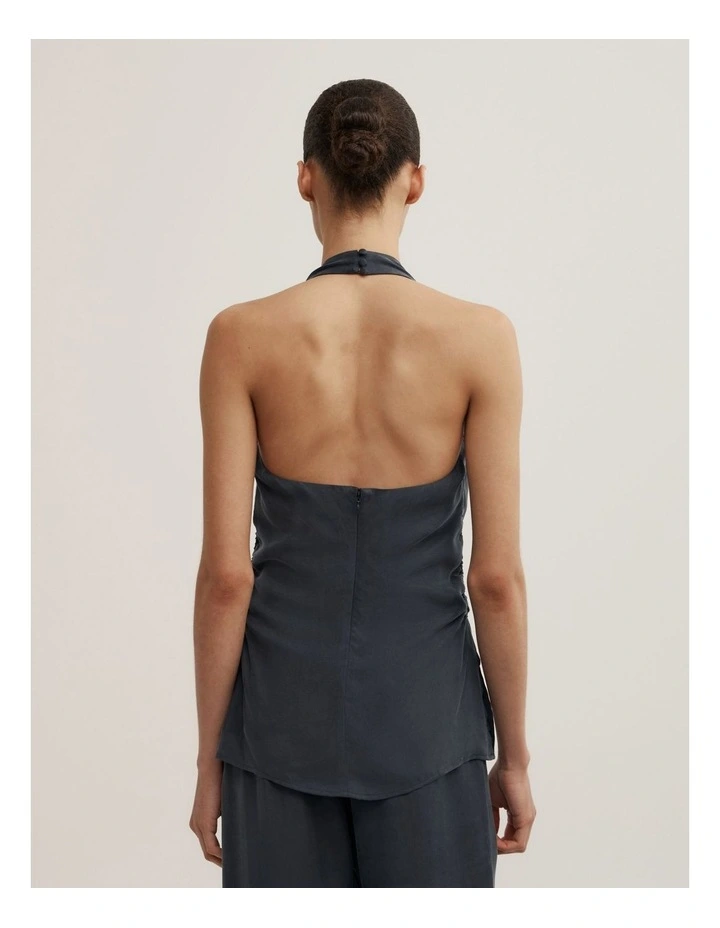 Halter Detail Top in Washed Black image 4