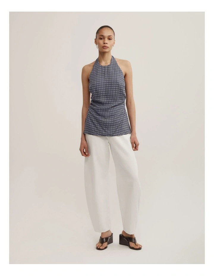 Halter Detail Top in Navy Geo Tile image 2
