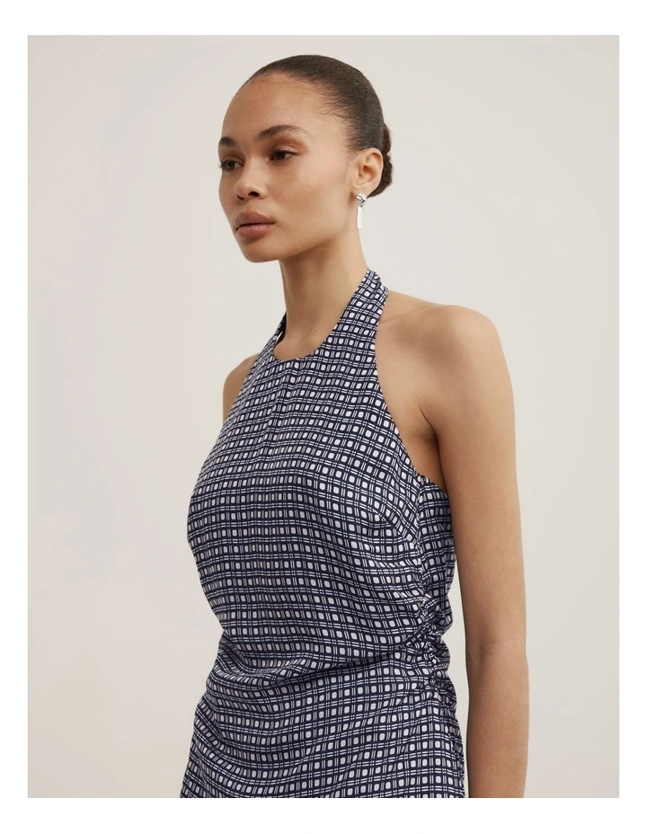 Halter Detail Top in Navy Geo Tile image 3
