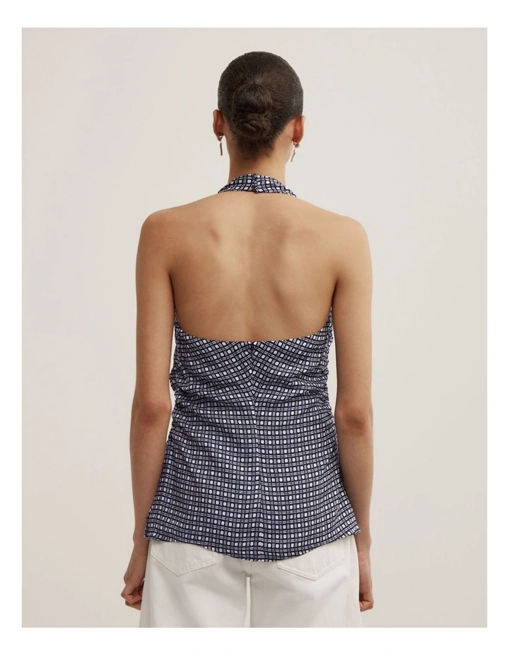 Halter Detail Top in Navy Geo Tile image 4