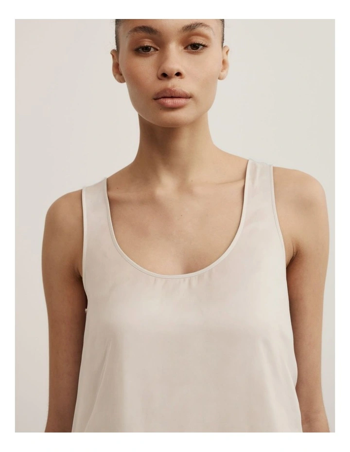 Lace Hem Tank Top in Chalk image 3