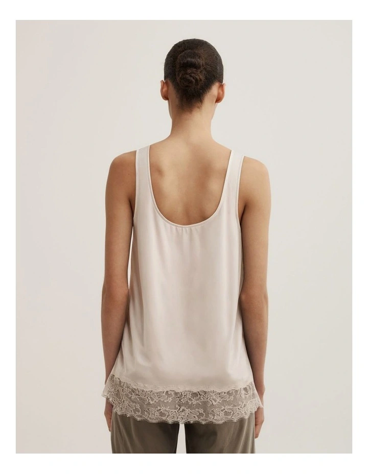 Lace Hem Tank Top in Chalk image 4