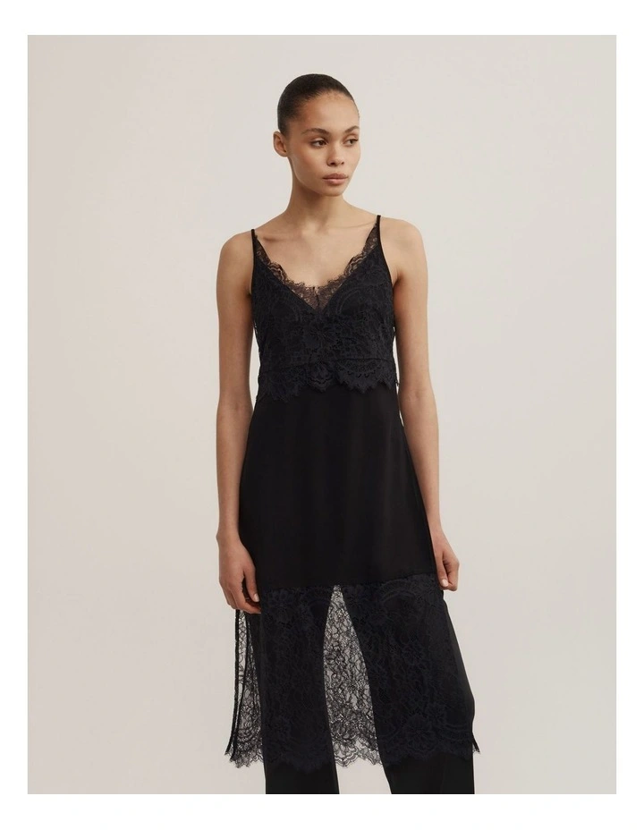 Longline Lace Tunic in Black image 1