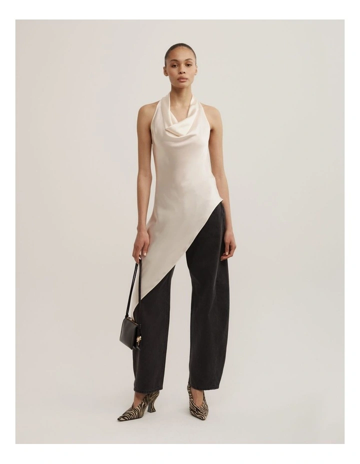 Asymmetric Halter Tunic in Chalk image 2