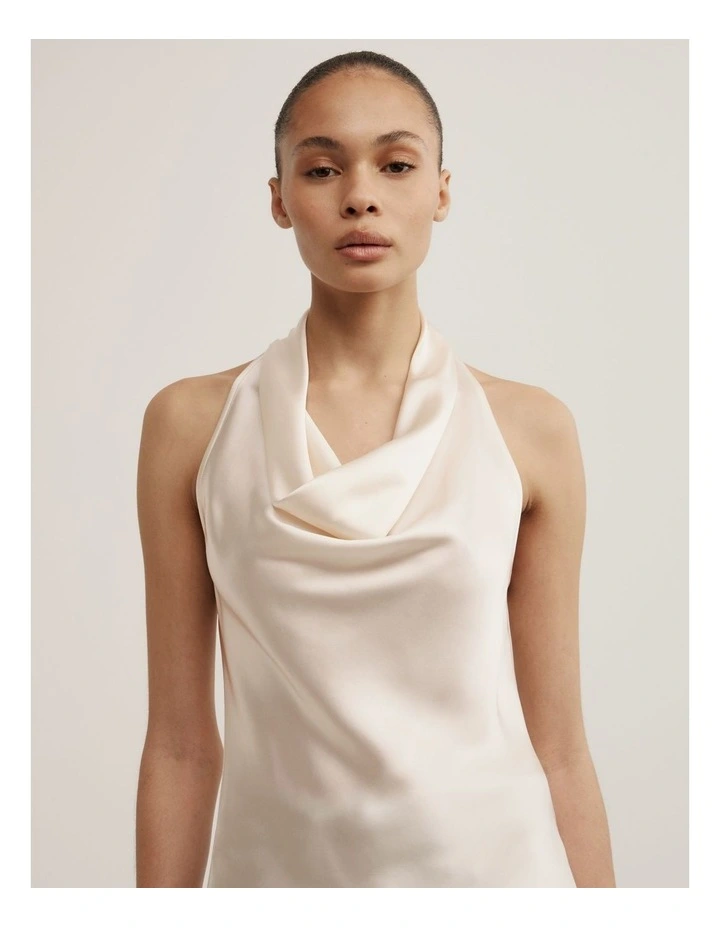 Asymmetric Halter Tunic in Chalk image 3