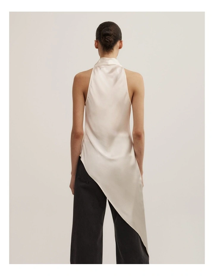 Asymmetric Halter Tunic in Chalk image 4