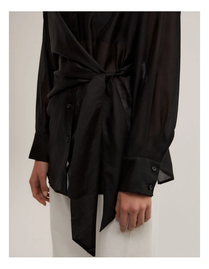 Button Tie Up Shirt in Black image 4