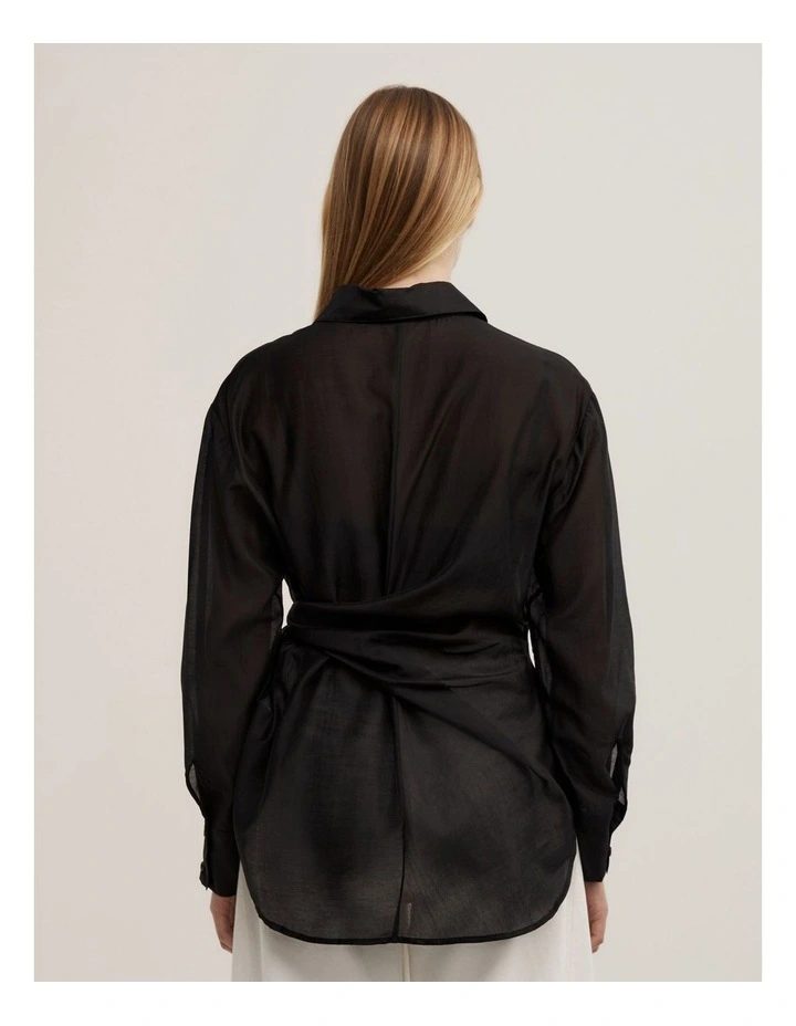 Button Tie Up Shirt in Black image 5