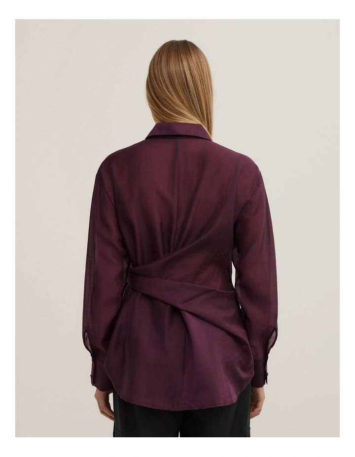 Button Tie Up Shirt in Plum image 4