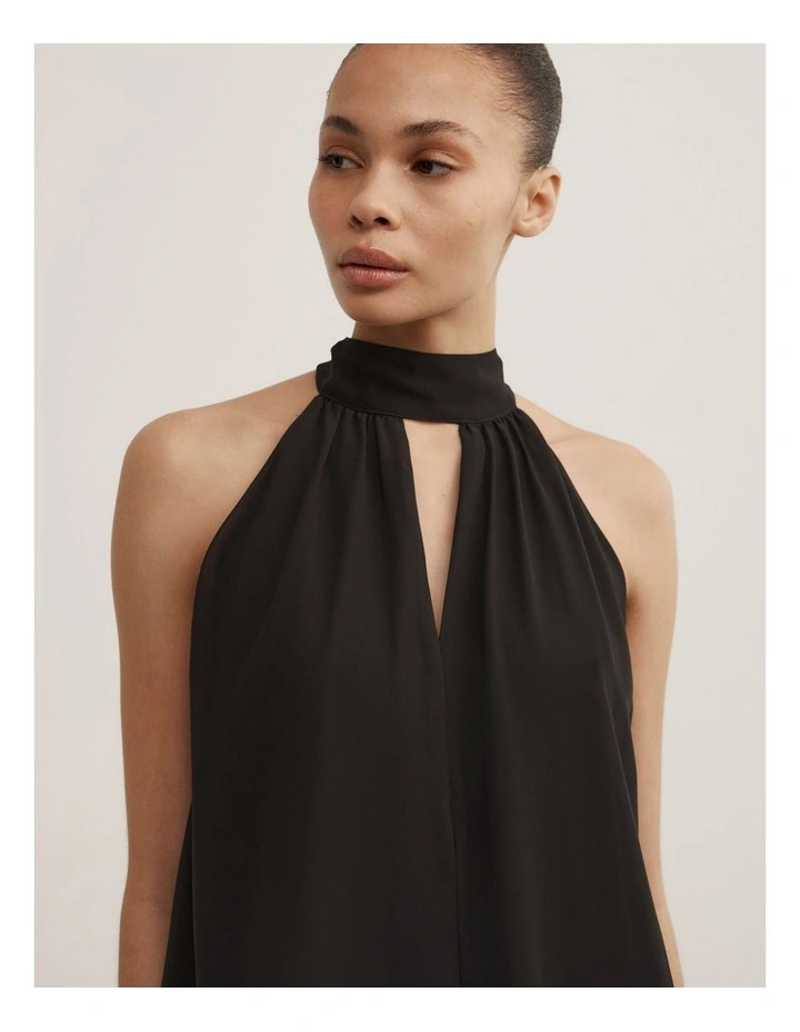 Halter Tie Back Top in Black image 3