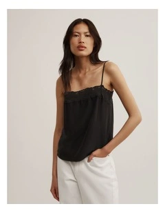 Cropped Lace Camisole in Black
