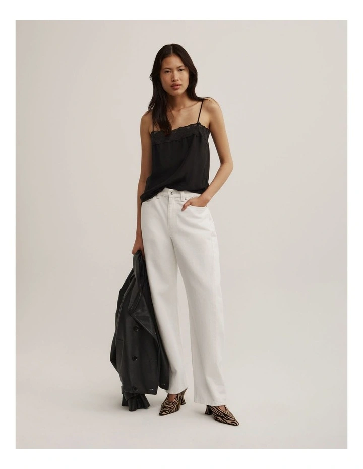 Cropped Lace Camisole in Black image 2