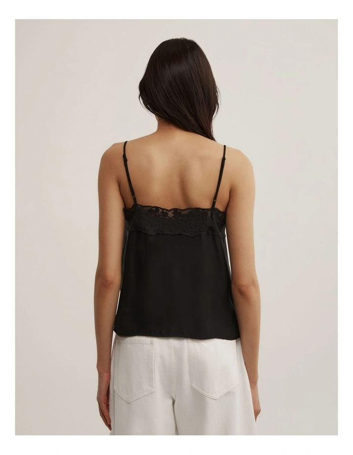 Cropped Lace Camisole in Black image 4