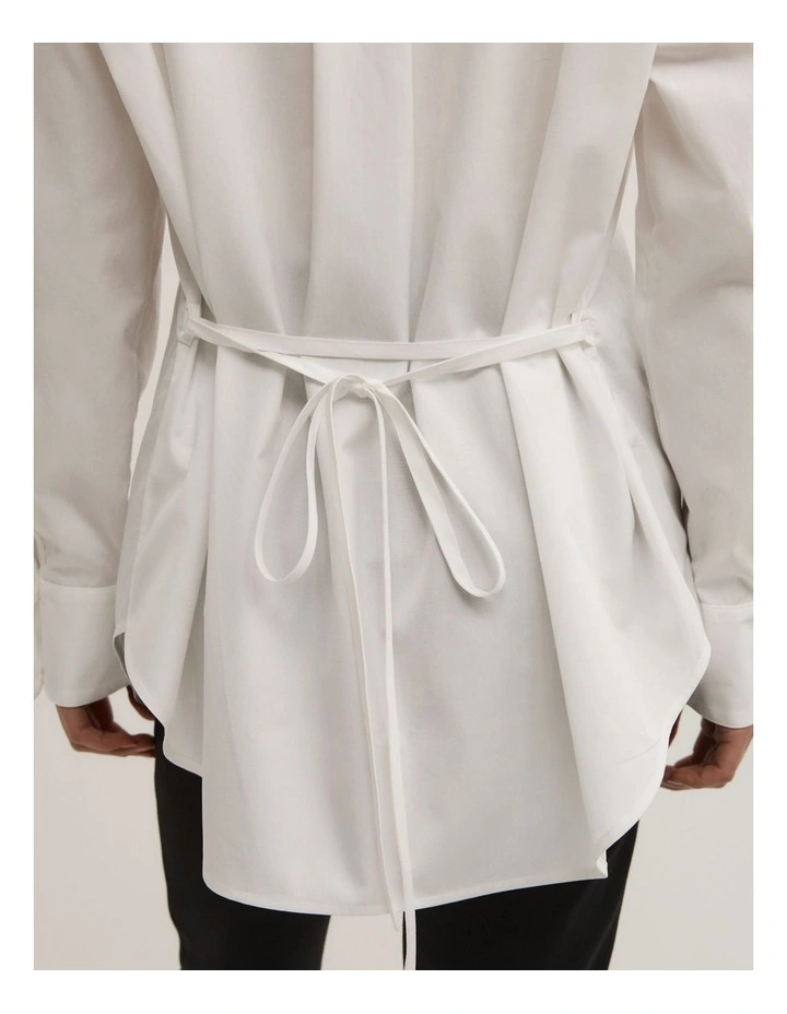 Tie Back Summer Shirt in Fresh White image 3