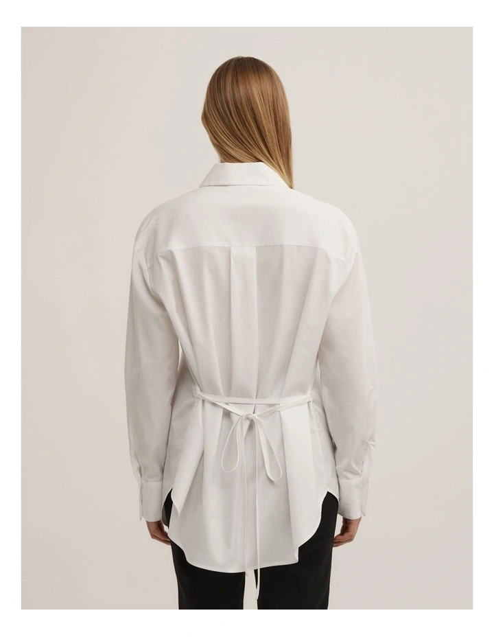 Tie Back Summer Shirt in Fresh White image 4