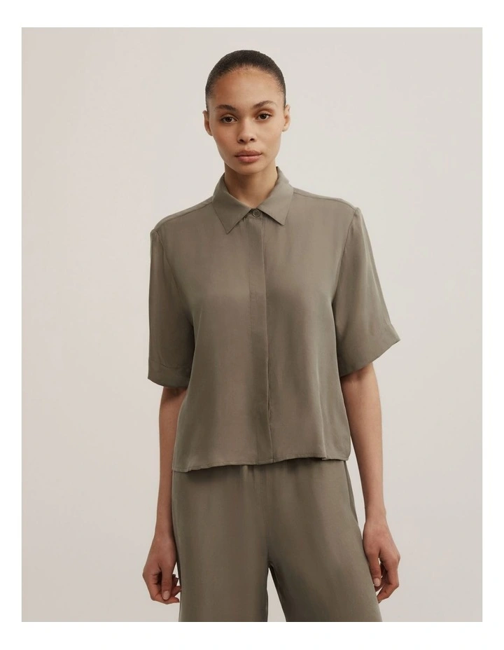 Cupro Shirt in Khaki image 1