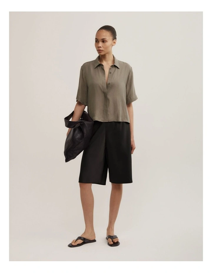 Cupro Shirt in Khaki image 2