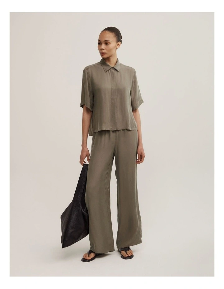 Cupro Shirt in Khaki image 3