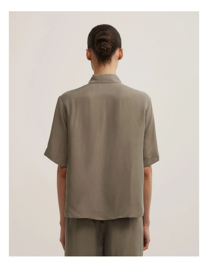 Cupro Shirt in Khaki image 4