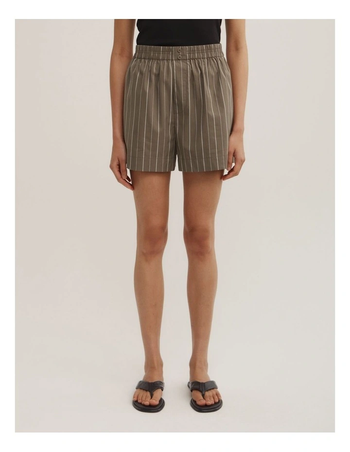Poplin Boxer Short in Khaki Stripe image 2