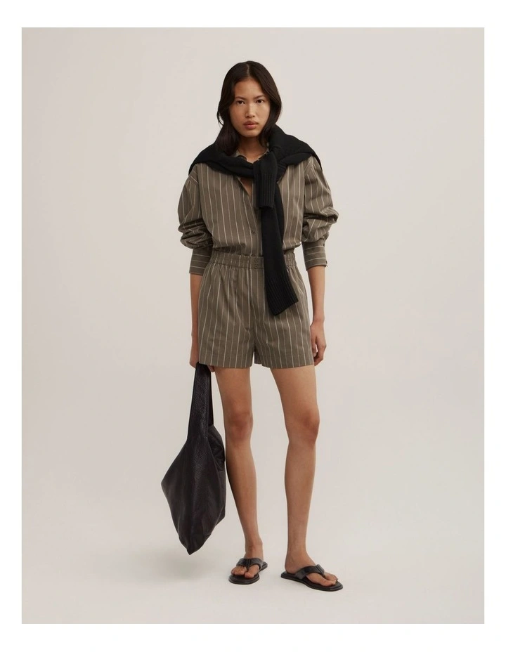 Poplin Boxer Short in Khaki Stripe image 3