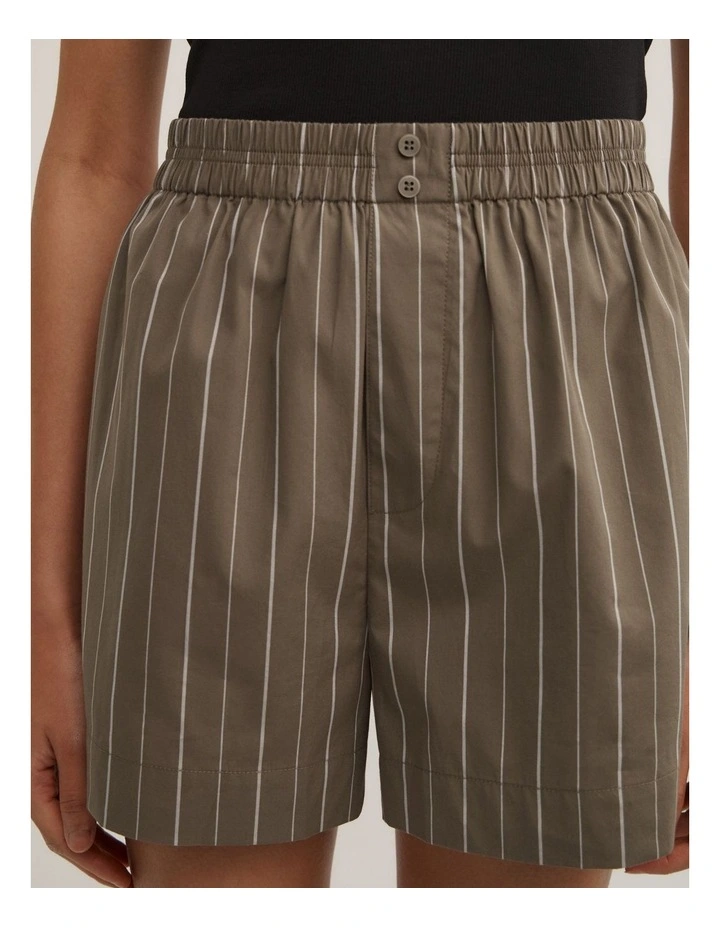 Poplin Boxer Short in Khaki Stripe image 4