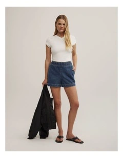 Denim Pull On Short in Horizon Blue