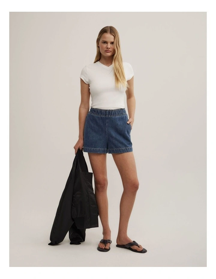 Denim Pull On Short in Horizon Blue image 1