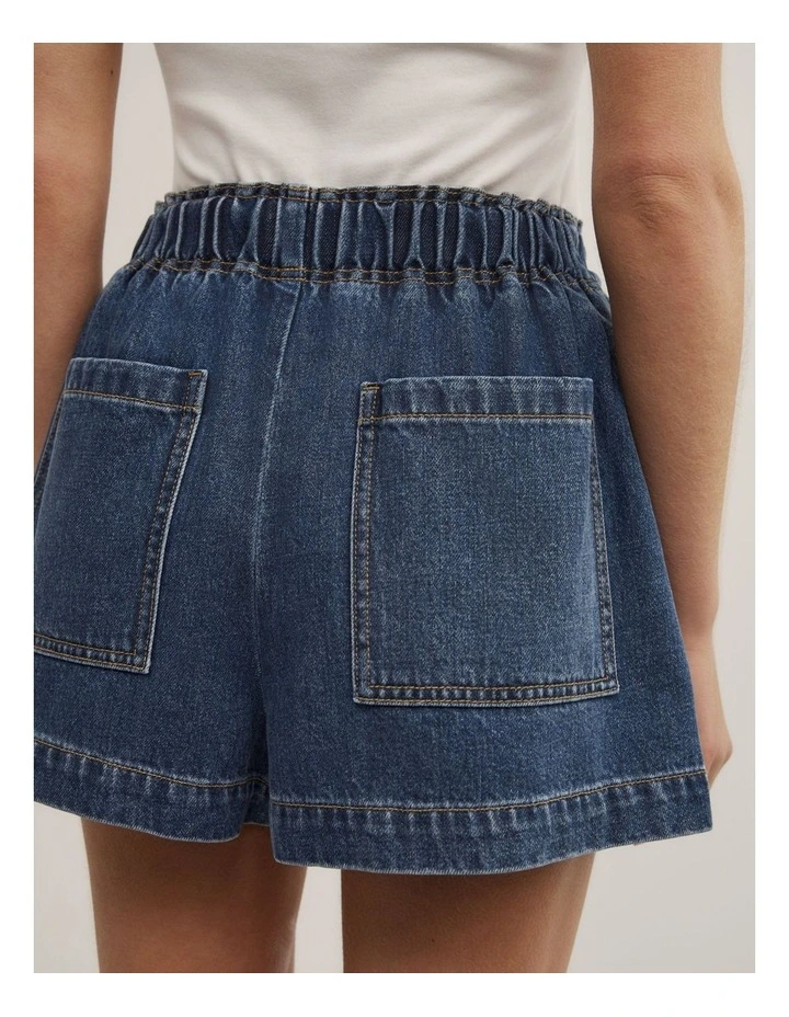 Denim Pull On Short in Horizon Blue image 4